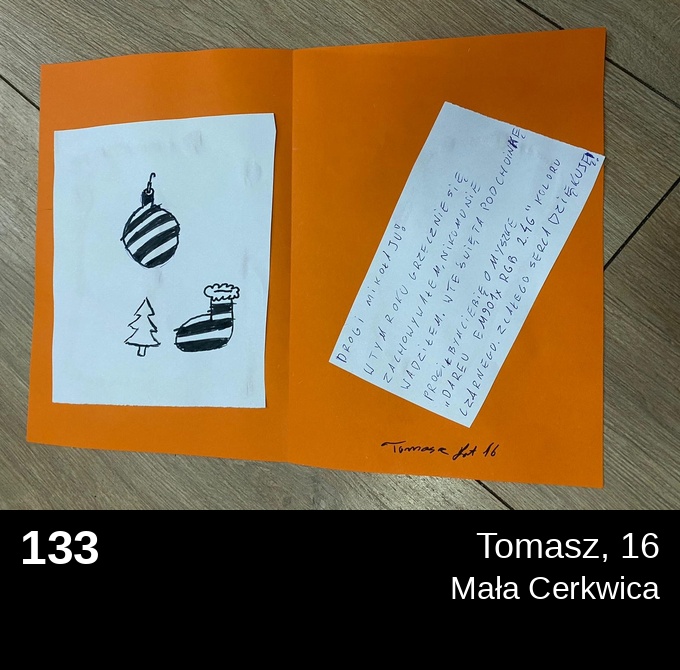 133 Tomasz 16 - Listy do Świętego Mikołaja