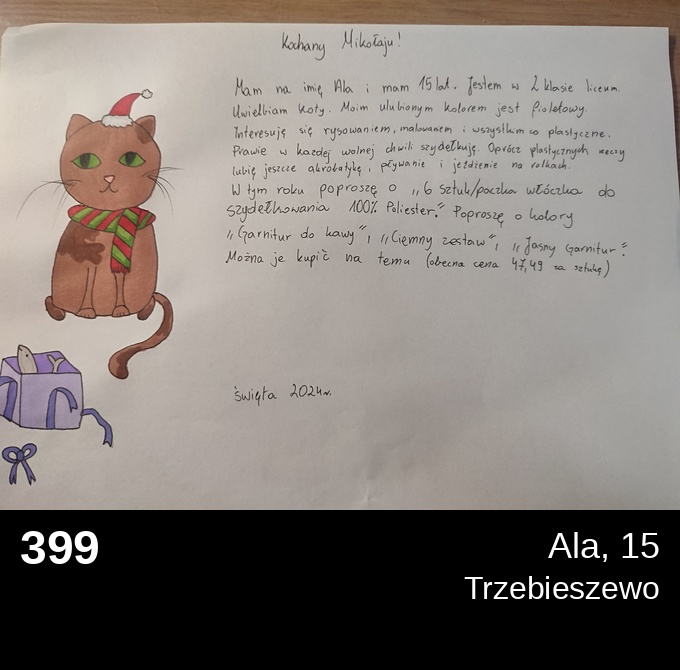 399 Ala 15 - Listy do Świętego Mikołaja