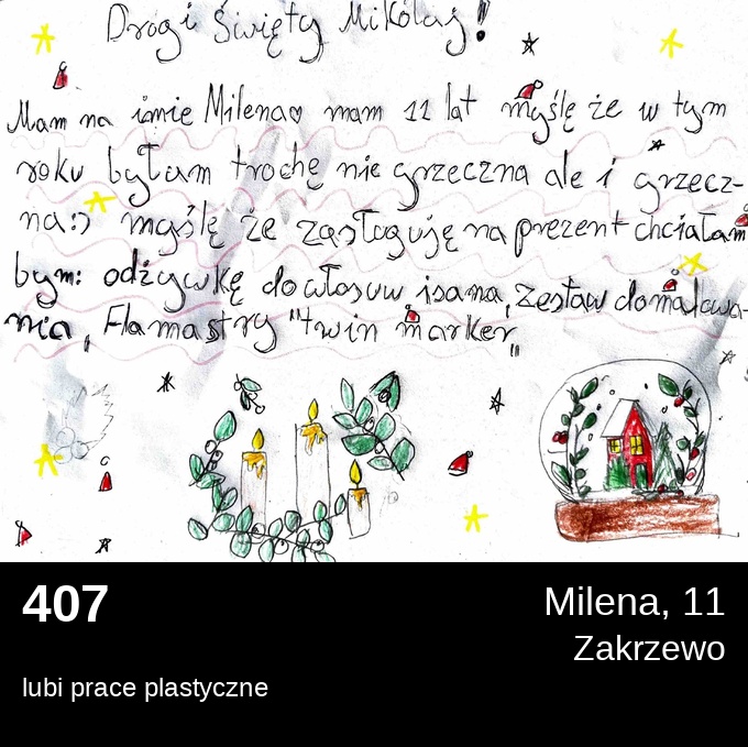 407 Milena 11 - Listy do Świętego Mikołaja