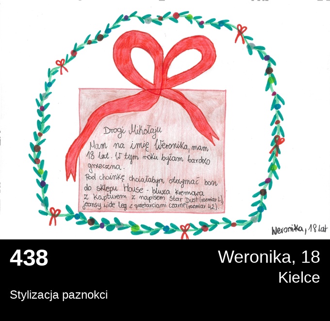 438 Weronika 18 - Listy do Świętego Mikołaja