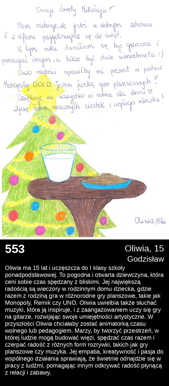 553 Oliwia 15 - Listy do Świętego Mikołaja