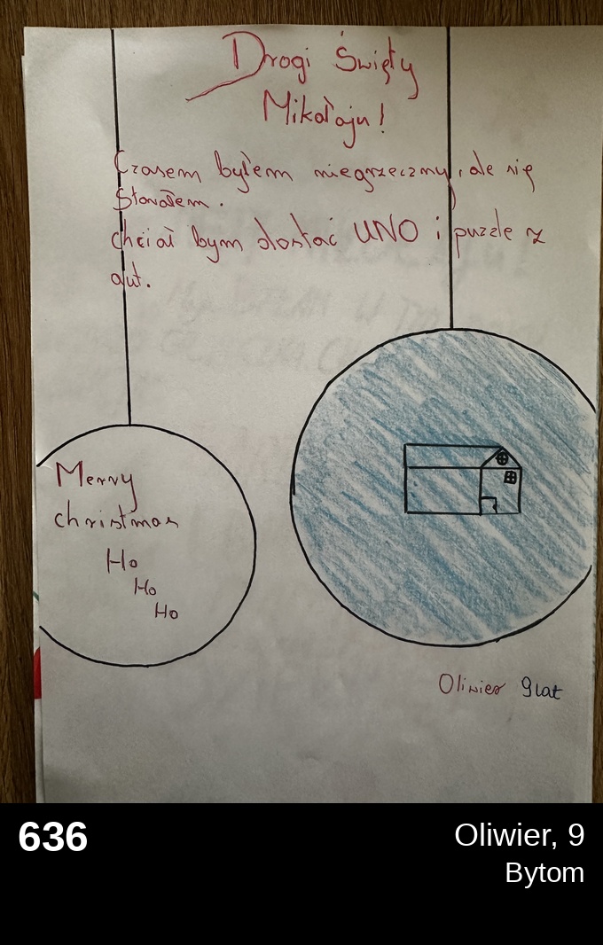 636 Oliwier 9 - Listy do Świętego Mikołaja